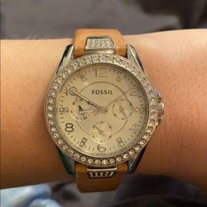 Fossil watch with leather band
